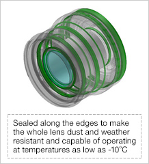 [Photo]Sealed along the edges to make the whole lens dust and weather resistant and capable of operating at temperatures as low as -10°C.